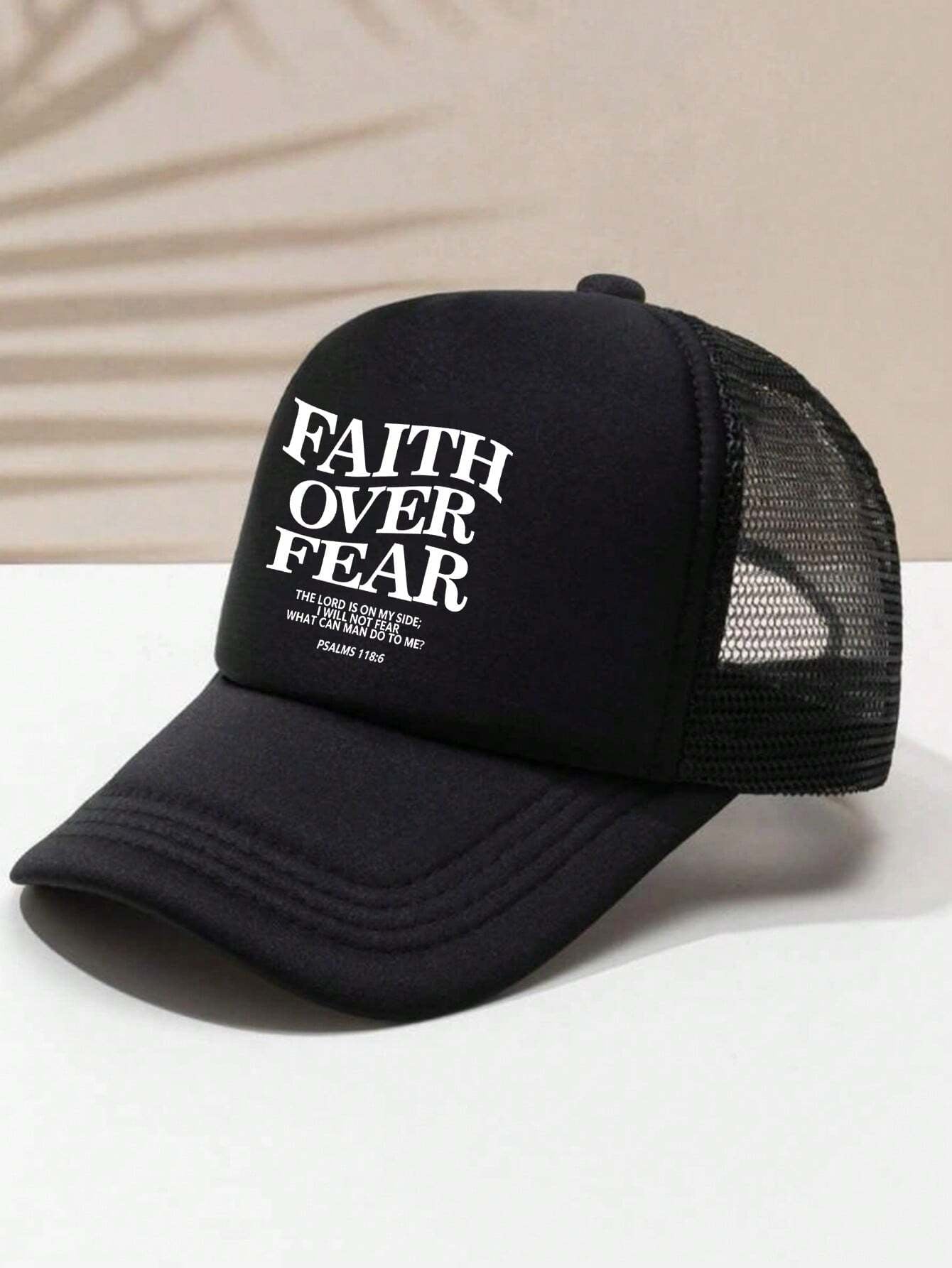 1Pc Adjustable Unisex "Faith over Fear" Printed Baseball Cap