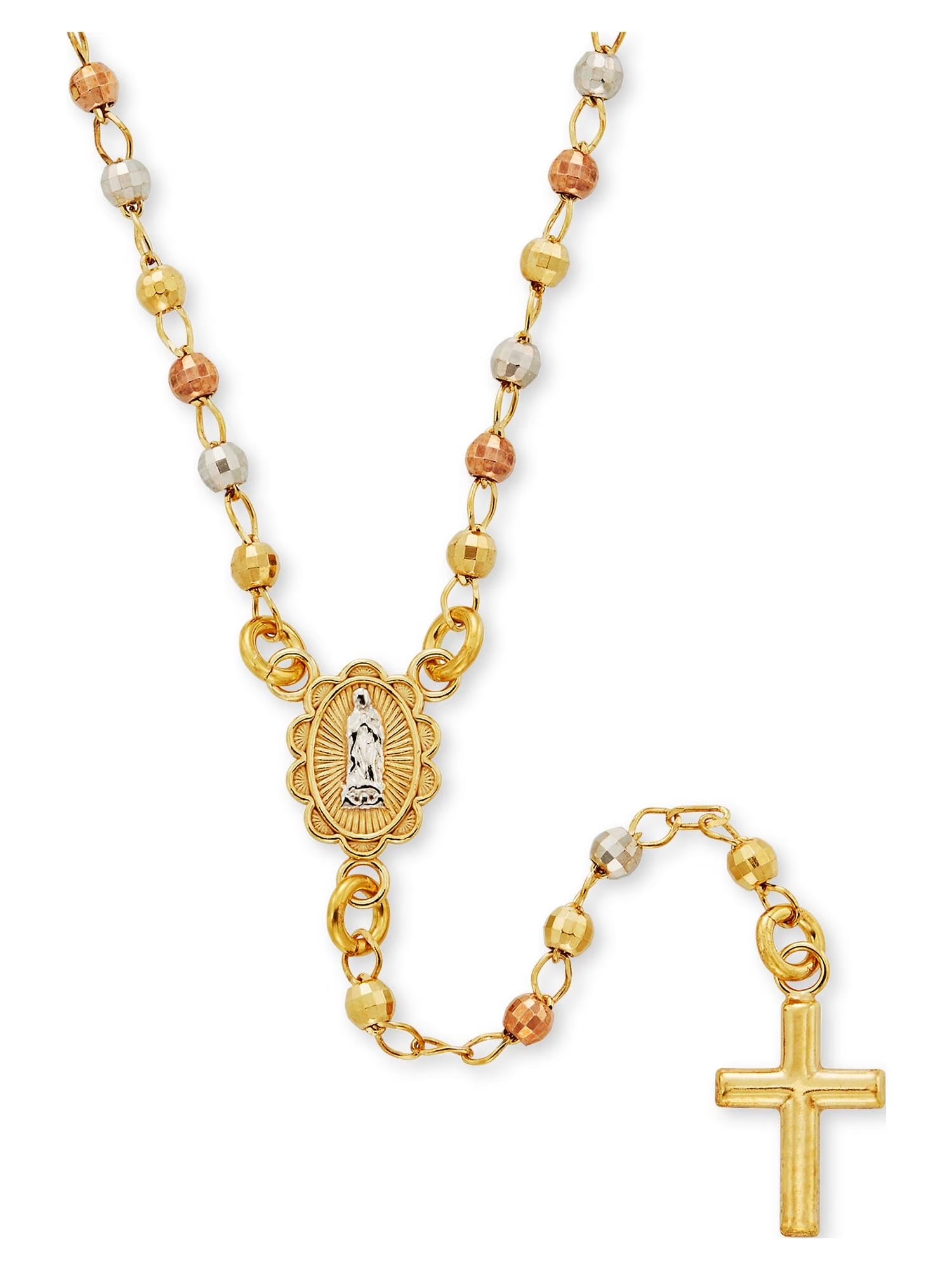 14K Gold Plated Sterling Silver  Rosary Necklace