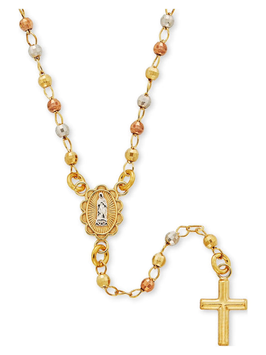 14K Gold Plated Sterling Silver  Rosary Necklace