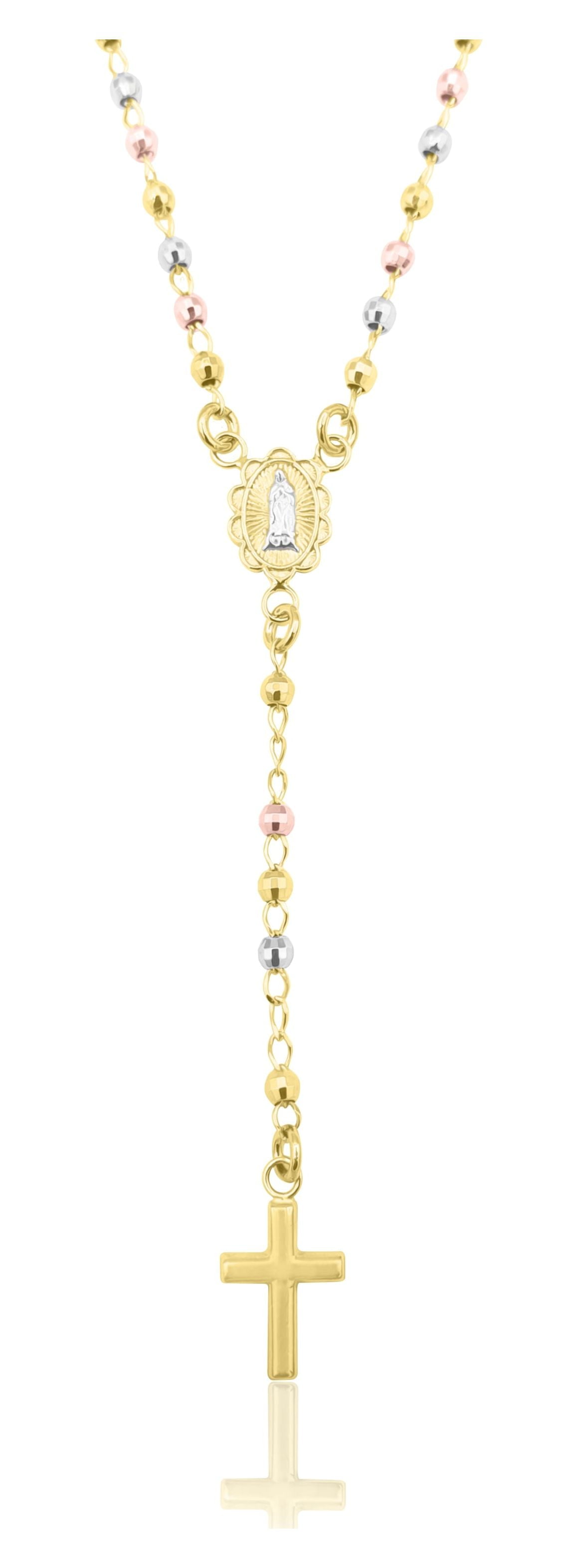 14K Gold Plated Sterling Silver  Rosary Necklace