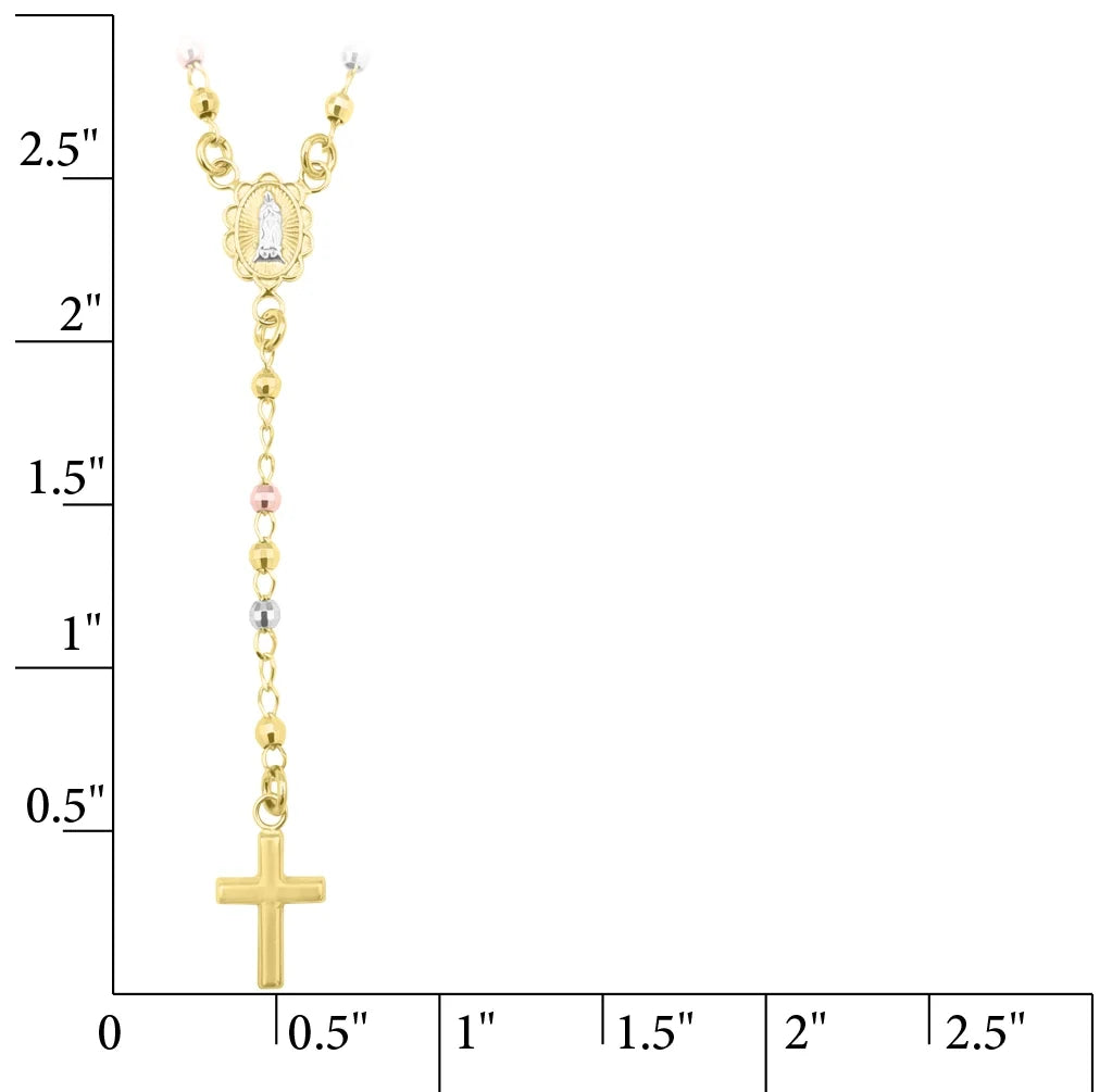14K Gold Plated Sterling Silver  Rosary Necklace
