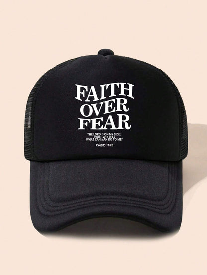 1Pc Adjustable Unisex "Faith over Fear" Printed Baseball Cap