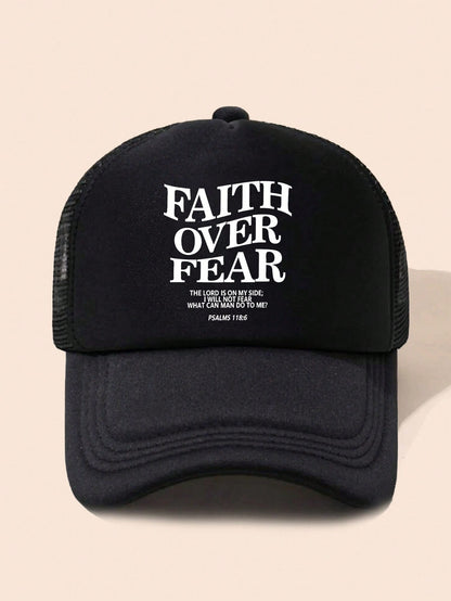 1Pc Adjustable Unisex "Faith over Fear" Printed Baseball Cap