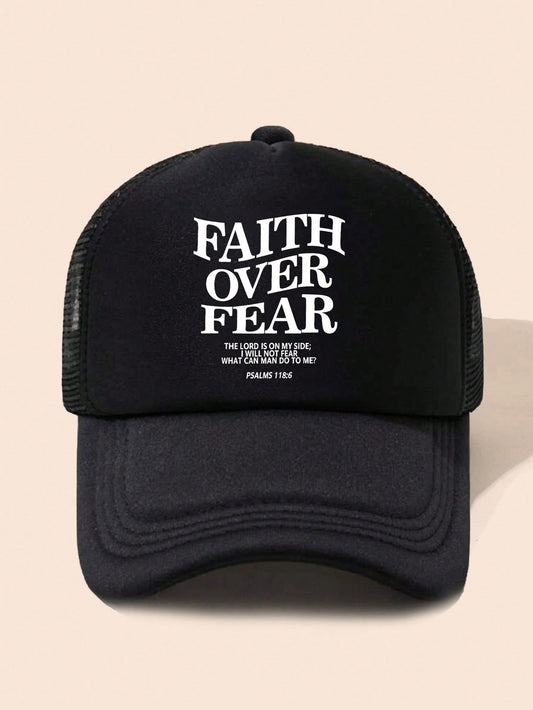 1Pc Adjustable Unisex "Faith over Fear" Printed Baseball Cap