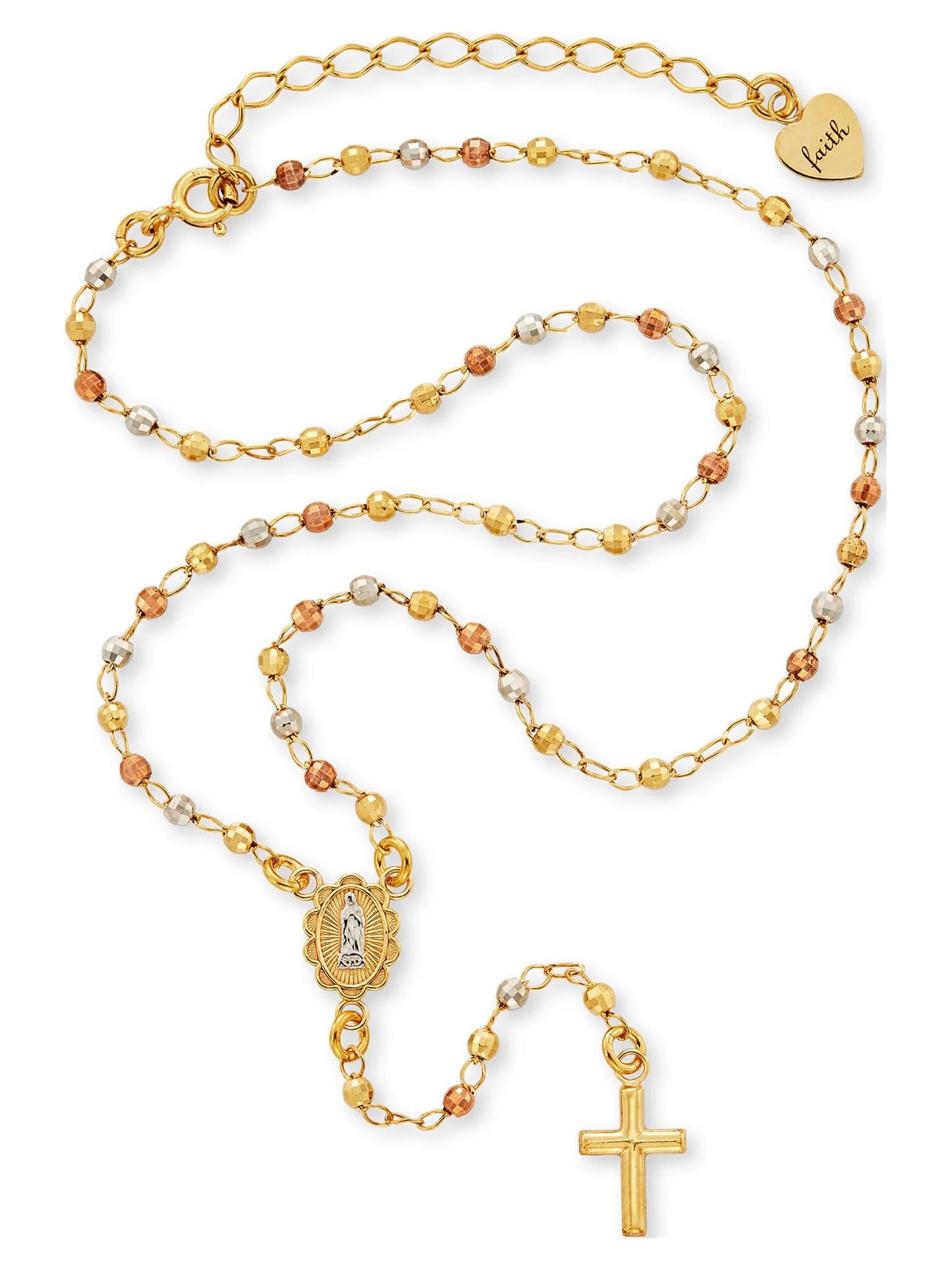 14K Gold Plated Sterling Silver  Rosary Necklace