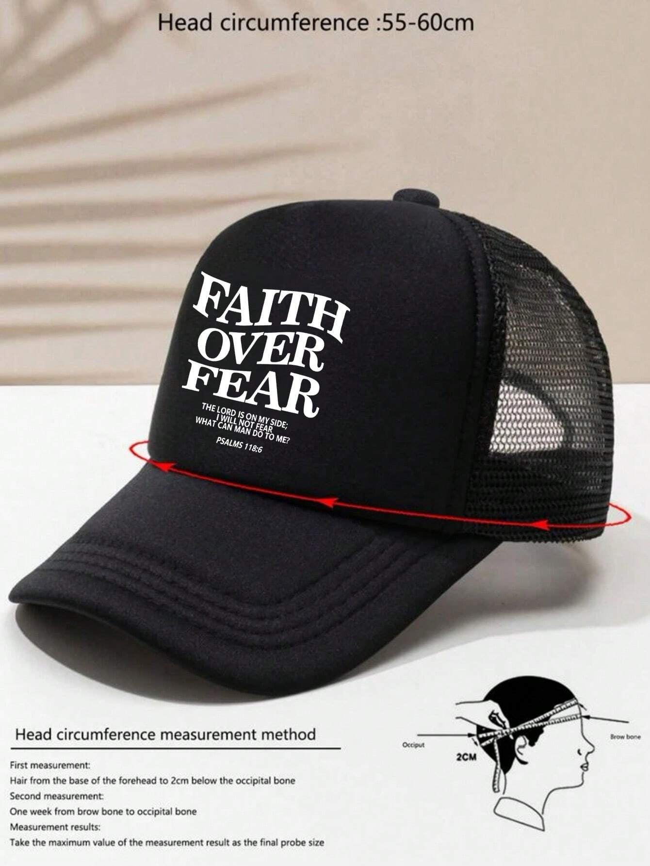 1Pc Adjustable Unisex "Faith over Fear" Printed Baseball Cap
