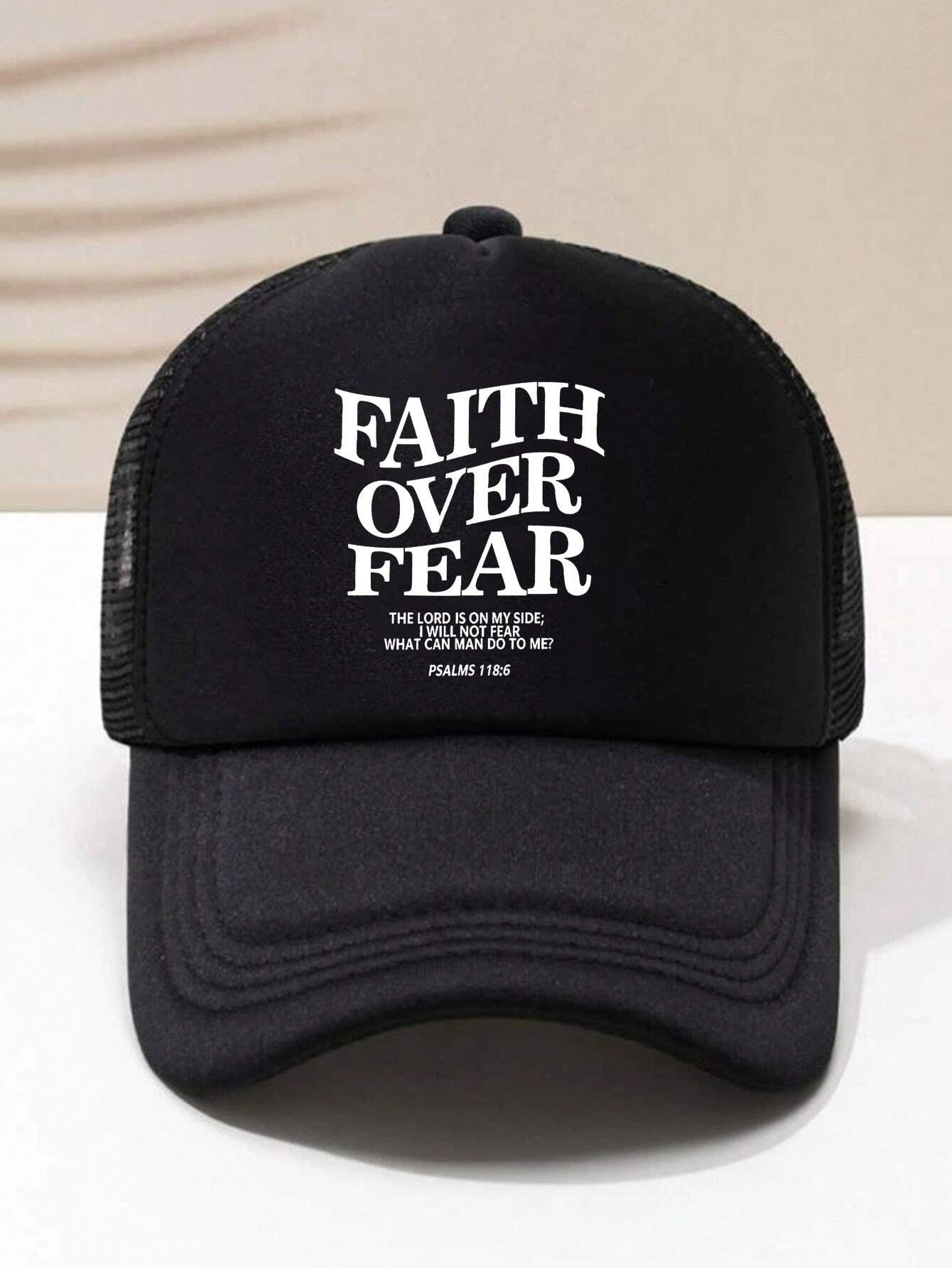 1Pc Adjustable Unisex "Faith over Fear" Printed Baseball Cap