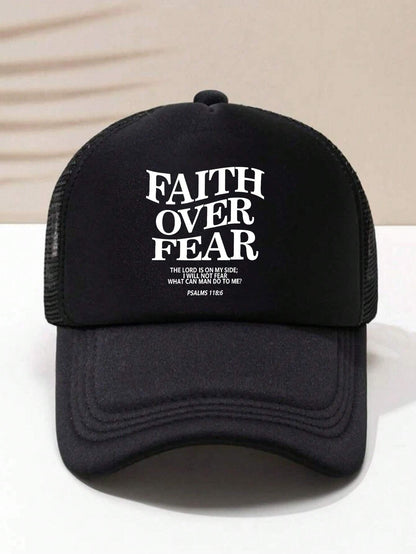1Pc Adjustable Unisex "Faith over Fear" Printed Baseball Cap